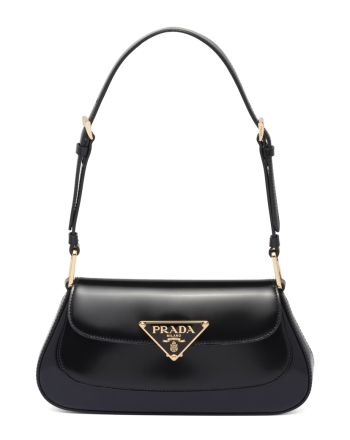 Prada Brushed Leather Shoulder Bag 1BD345 Black